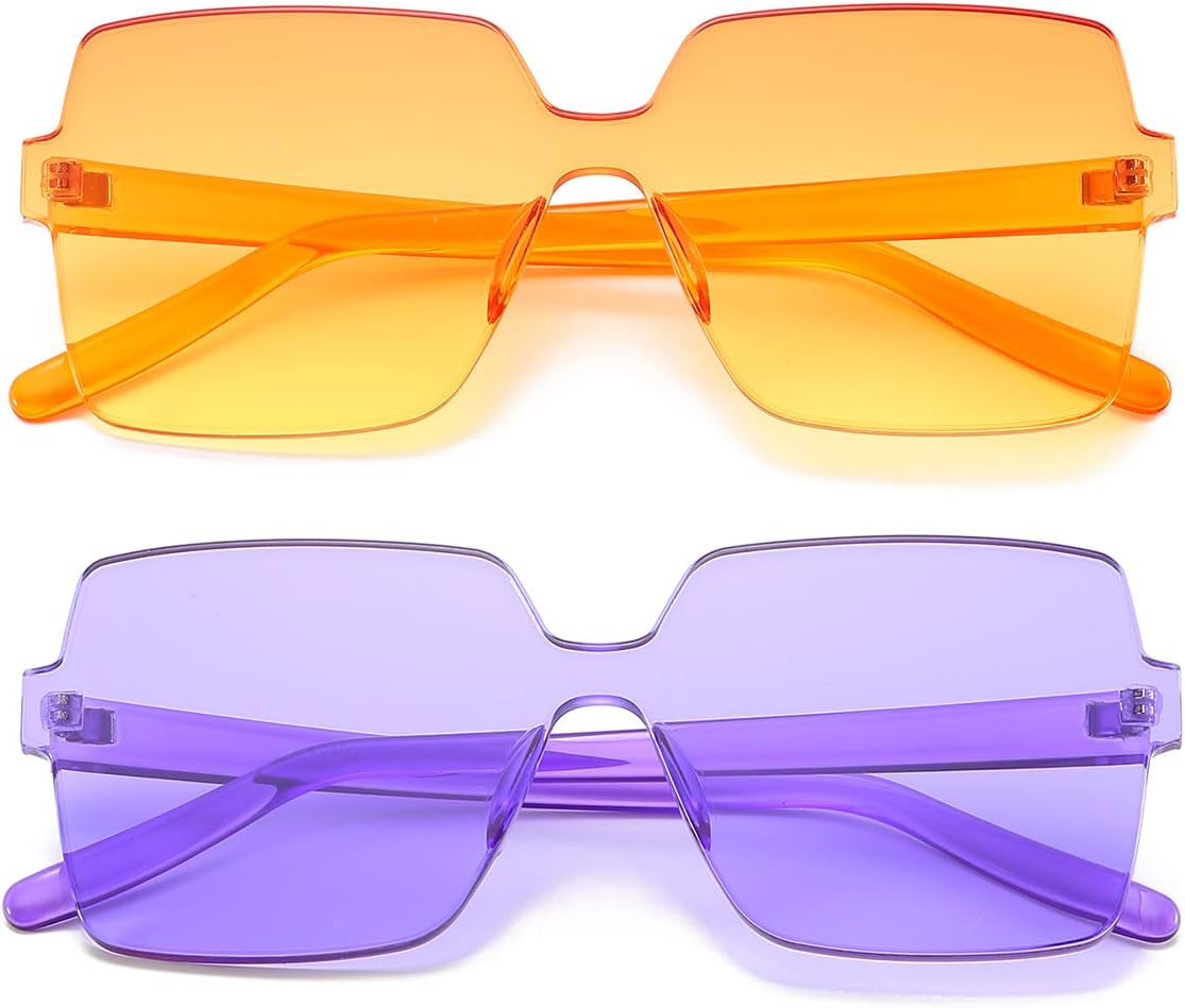 Oversized Square Candy Colors Glasses Rimless Frame Unisex Sunglasses Elton John