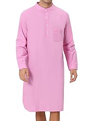 Lars Amadeus Men's Pink Nightshirt Sleep Shirt