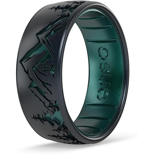 Enso Rings Halo Elements Silicone Ring - Stackable Thin Wedding Band, Volcanic Ash Color, Size 10, 2.54mm Wide