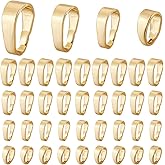 PH PandaHall 120pcs 18K Gold Plated Pendant Clasp Connectors, 4 Styles Golden Brass Pinch Bails Necklace Charm Clasp Jewelry Clasps Snap on Bails Pendant Bails for Necklaces Jewelry DIY Craft Making