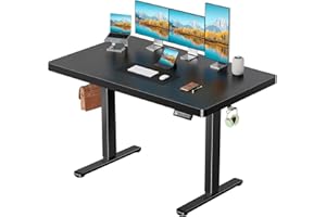 Marsail 55 x 30 Electric Standing Desk with One-Piece Desktop, Sit Stand Desk with Thickened Tabletop, Height Adjustable Stand Up Desk with Cable Management for Home Office(Frame+Desktop, 2 Packages)