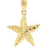 Certified 10k Yellow Gold Starfish Sea Star Charm Pendant