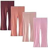 WATOCHE Baby Toddler Girl Flare Pants 4 Pack Toddler Bell Bottom Leggings Girls Soft Cotton Ribbed Ruffle Pants Clothes