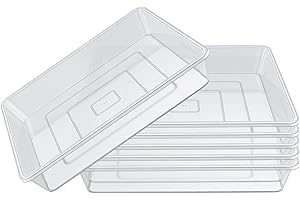 GUGEMEI 6 Pack Square Plant Saucer 4 6 8 10 12 Inch, Plastic Plant Water Dray Tray, Durable Plant Trays for Indoors, Plastic Flower Plant Pot Saucer, Plant Drip Tray Outdoors (Clear, 12")