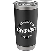 Promoted To Grandpa 2026 Future Soon To Be New Grandpa Men Stainless Steel Insulated Tumbler