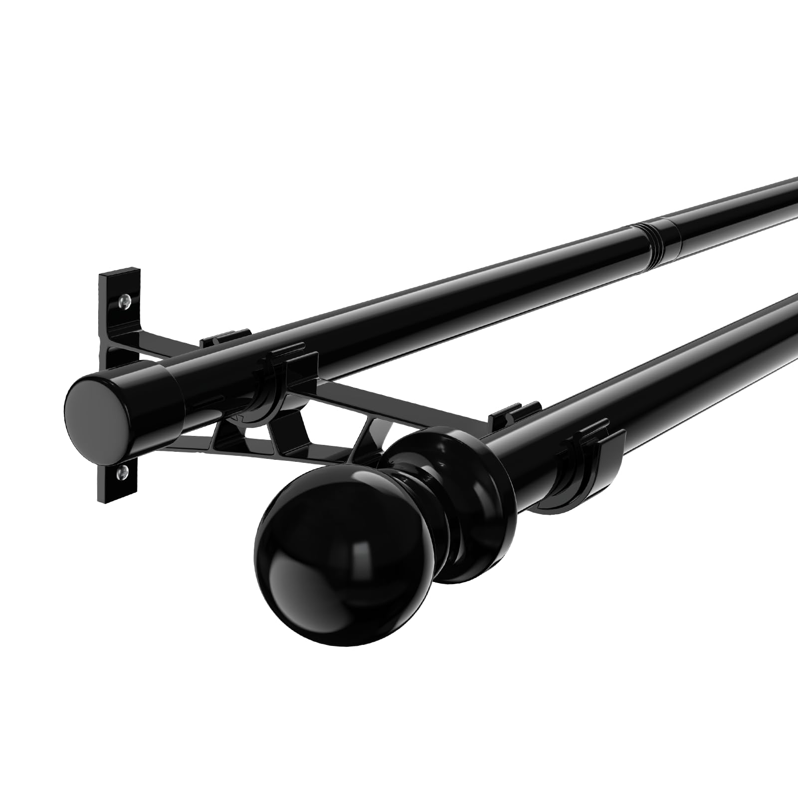 Photo 1 of 1 Inch Double Curtain Rods for Windows 28in-88in, Heavy Duty Decorative Drapery Rod Adjustable Black Dual Curtain Rod with Brackets for Sliding Glass Door, Patio, Bedroom, Kitchen, Bathroom
