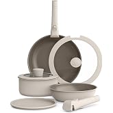 bella 8 Piece Removable Handle EverGood&trade; Non-Toxic Cookware Set, Oatmilk