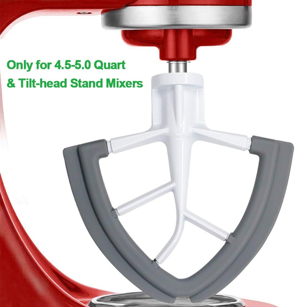4.5/5 Quart Flex Edge Beater for KitchenAid Tilt-Head Stand Mixer，Hushtong All-Metal Die Cast Beater Blade with Both-Sides Flexible Silicone Edges Bowl Scraper，Grey