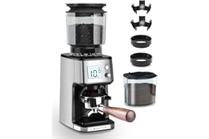 Homtone Conical Burr Coffee Grinder, Anti-Static Espresso Grinder with 51 Precise Settings, Adjustable Electric Coffee Bean Grinder for 2-12 Cups, 120V, Digital Display, Clog-Free