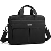 natyrlpog Laptop Bag 14 Inch Briefcase for Men Women Waterproof Nylon Lightweight Compact, Shoulder Messenger Handbag for Business Office Work Travel College Black