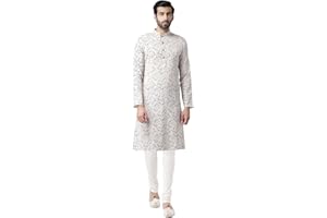 KISAH Mens Kurta - Printed Cotton Blend Tunic - Indian Wedding Outfit for Men - Festive Wear for Diwali, Eid & Celebrations