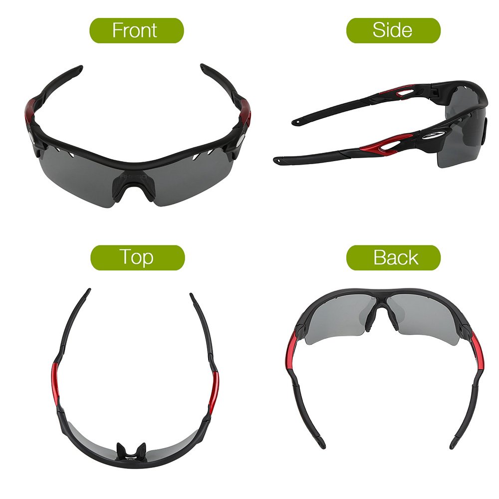 AKASO Polarized Sports Sunglasses, 5 Interchangeable Lenses, TR-90 Frame, UV Protective, for Fishing, Running, Cycling, Driving, Unisex for both Men and Women
