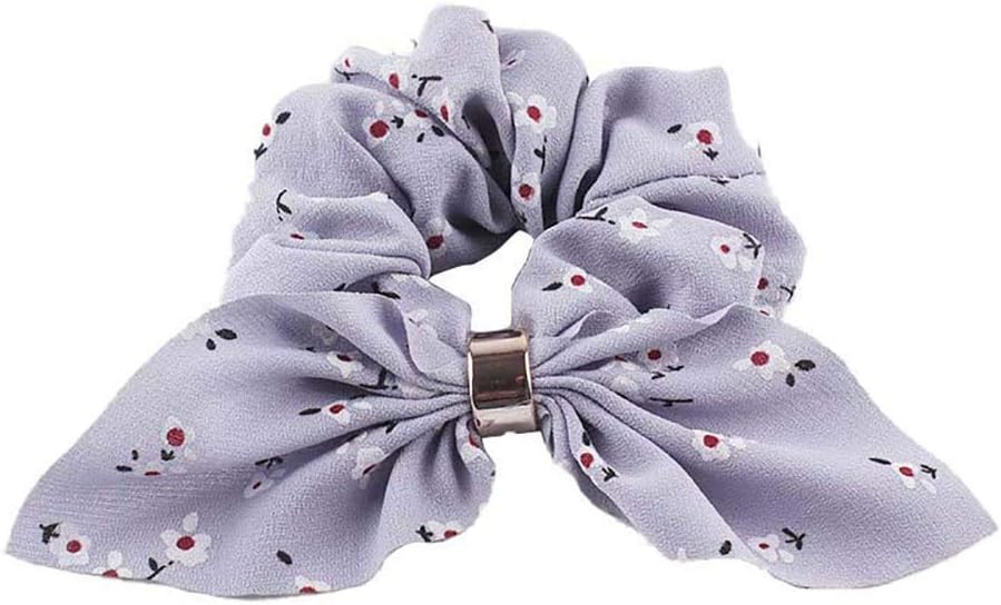 Keephic Hair Scrunchies Elastic Hair Tie Bands for Girls Rubber Bands Bowknot Hair Rope Chiffon Flower Hair Bow Ponytail Holders 9cm Rabbit Ear Hair Rope Gray