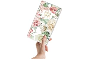 ADUN Stationery Pocket Calendar 2025-2026 Planner, Daily Weekly Monthly Planner Jan 2025 to Dec 2026 (3.7" x 6.7") Page Size, Daily Planner 2025 for Purse - Pink Floral
