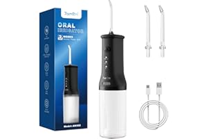 7AM2M Portable Water Flosser Cordless, Water Flosser with 3 Modes and 2 Jet Tips, USB C Rechargeable, IPX7 Waterproof, Dental Water Flosser for Travel and Home Use (Black)