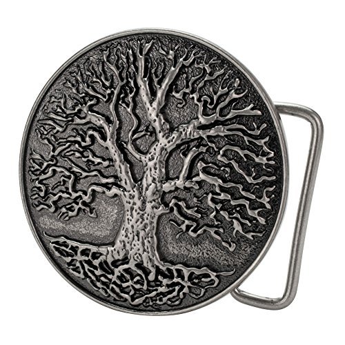 Buckle Rage Circular Men's Tree Of Life Root Branches Antique Silver Belt Buckle