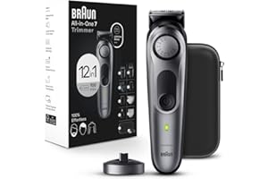 Braun All-in-One Men's Shaving Kit Series 7 7440, 12-in-1 Beard, Face, Nose, Ear Trimmer, Hair Clippers, Body Groomer and Manscaping + Travel Case + Charging Stand, Holiday Gifts for Men