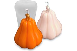 Japleed Pumpkin Candle Molds for Candle Making, Fall Halloween Thanksgiving Ornament Molds, 3D Pumpkin Epoxy Resin Soap Wax Silicone Mold Autumn Chocolate Cake Fondant Dessert Mould (Pear)