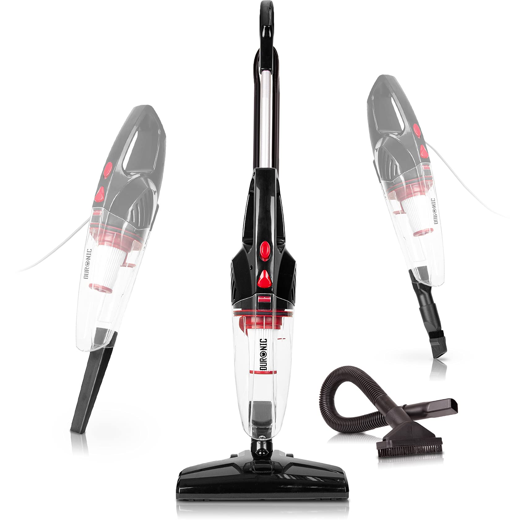 Duronic Upright Vacuum Cleaner VC8 BK Light Weight Stick Vacuum Cleaners Energy Class A+ with HEPA Filter Multi-Surface Cleaning Handheld Vac Home Car