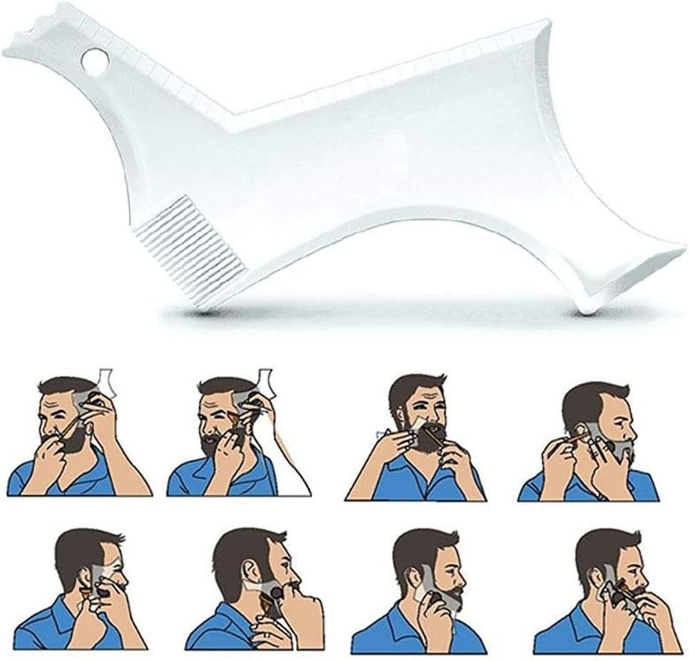 Beard Shaper Template Shaping Tool,Lucbuy Transparent Styling Comb Stencil for Goatee Mustache Sideburns Facial Hair Trimming Grooming Guide for Men Jaw Cheek Neck Line Symmetric Curve (A) - Image 4