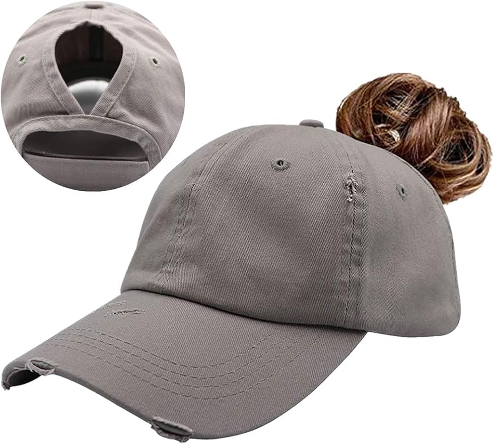 Womens Ponytail Messy High Buns Trucker Ponycaps Plain Baseball Cap Dad Hat Adjustable Snapback Girls Caps