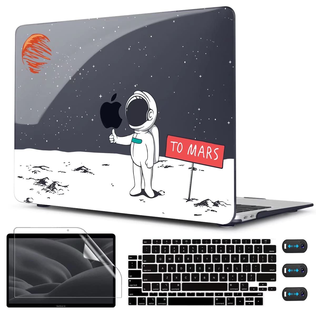 Photo 1 of CISSOOK Compatible with MacBook Air 13 inch Case 2021 2020 2019 2018 Release A2337 M1 A2179 A1932, Astronaut Hard Shell Case for MacBook Air 13 Inch with Retina Display and Touch ID, Space Themed Mars