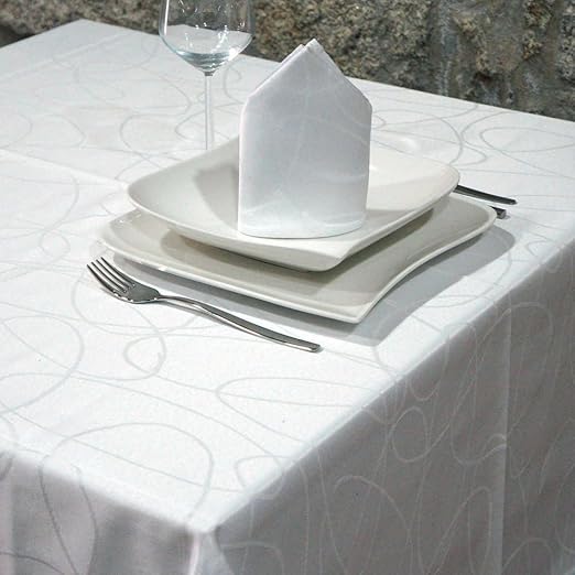 title=Tovaglia di lusso con trattamento anti macchie, formato grande, colore: bianco,