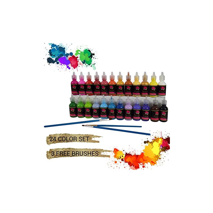 Crafts 4 All Fabric Paint Set Pack of 24 Permanent, Assorted 3D
