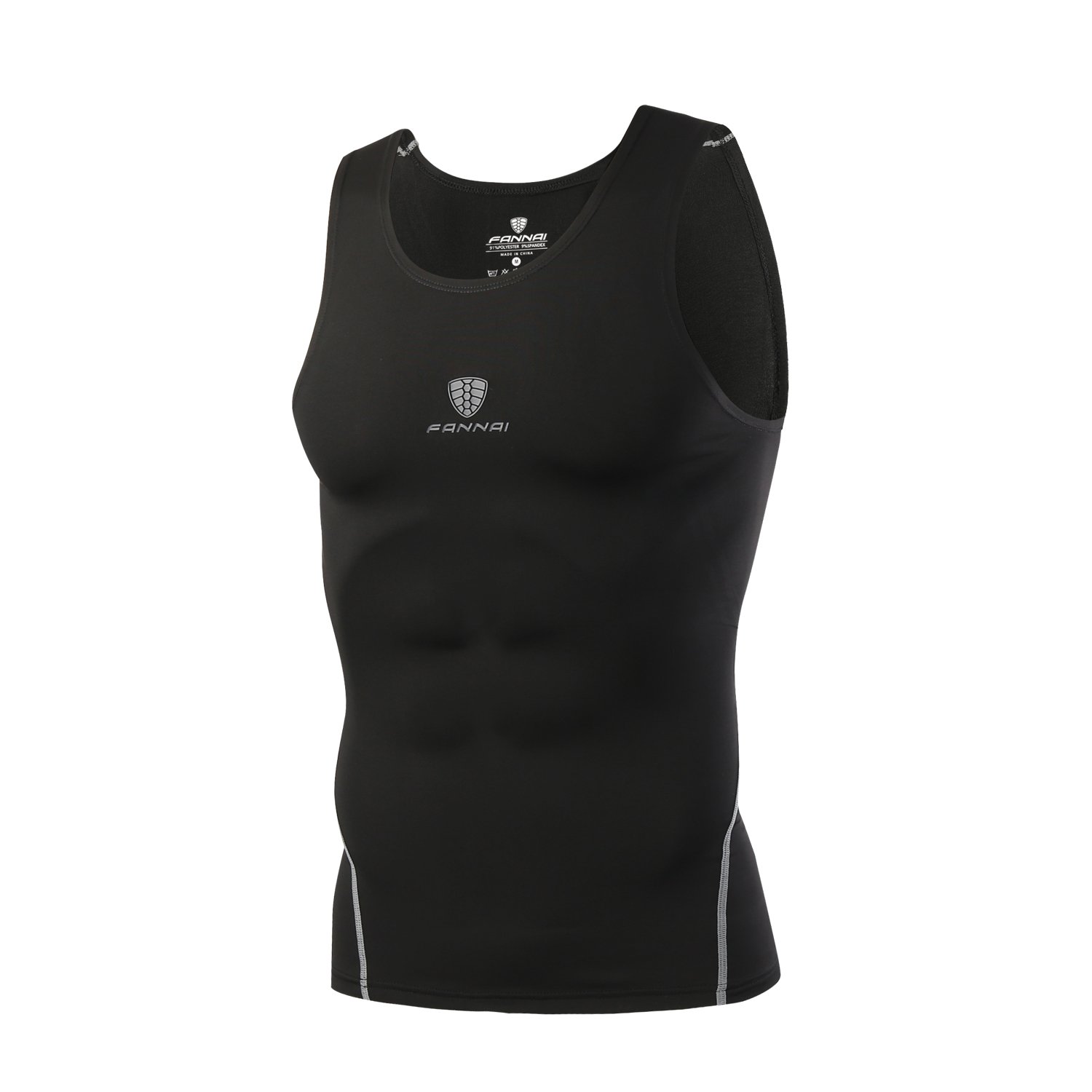 YT Men\'s Vest Tight T-Shirt Fast Dry Top,Tights for Workouts,Fitness,Running,Cycling,Sports Top Apperal (Black, 3XL)