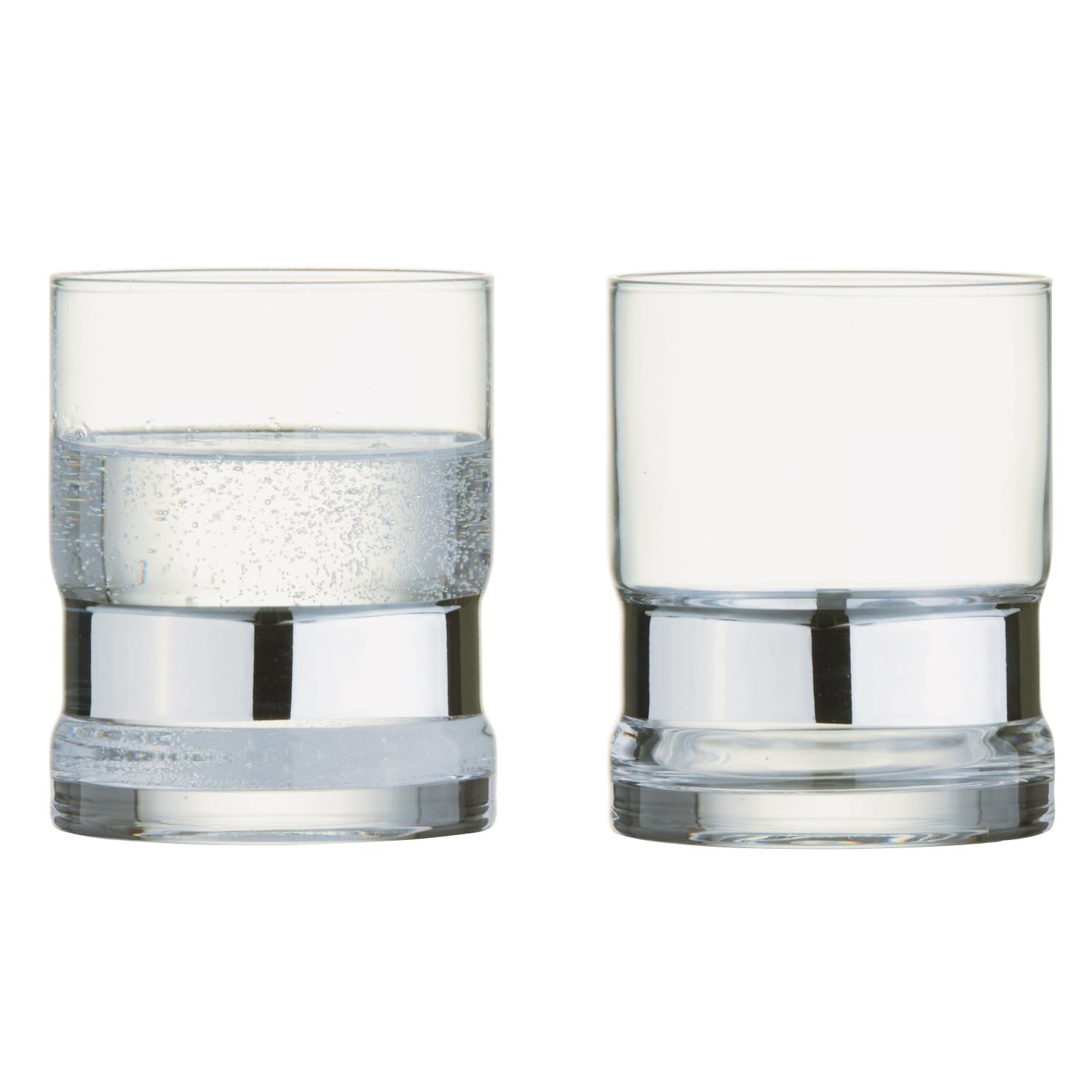 Anton Studio Designs SoHo Handmade DOF Tumblers for Whiskey, Spirits or Water - 350 ml - Silver - Set of 2 Elegant Drinking Glasses