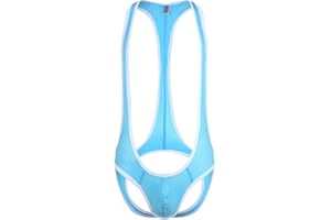 QiaTi Men's Leotard Bodysuit Stretch Wrestling Singlet Jumpsuit Thong One-Piece G-String Underwear