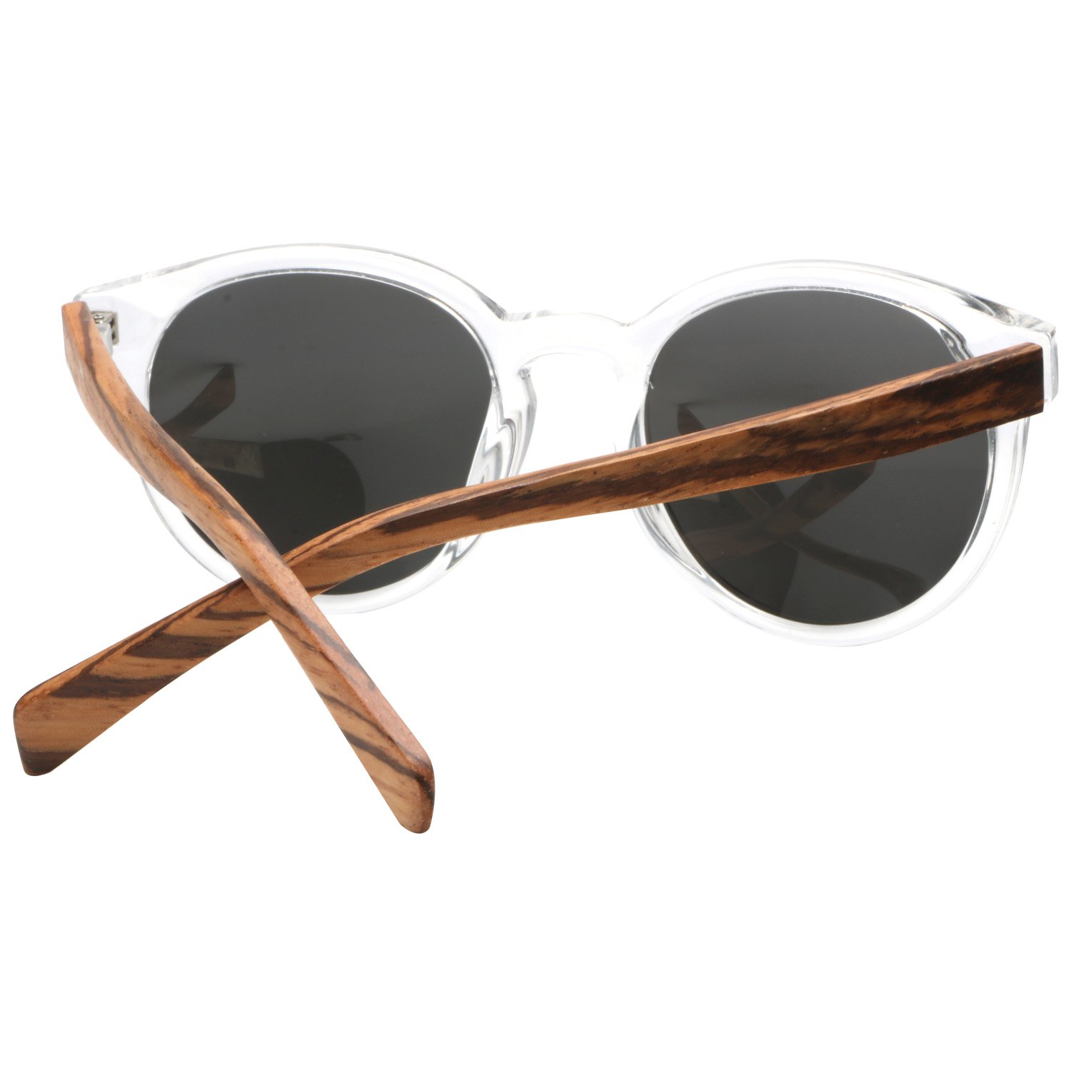 Ablibi Womens Polarized Wood Sunglasses Retro Round Wood Shades in Original Box (Zebrawood, Silver)