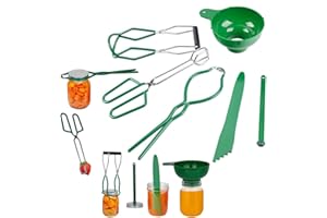 KUNANG Canning Kit, 6-Piece Set, Green, Stainless Steel, Includes Funnel, Lifter, Wrench, Tongs & Clip