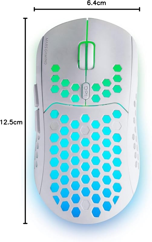 MMW3, Ratón Gaming Inalámbrico Ultraligero Hive, RGB Flow, Sensor 3200 dpi, Switches Mecánicos HUANO, Batería Recargable, 2.4G USB, Blanco