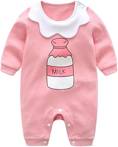 Amazon Kukiwa ベビー服 ロンパース新生児サイズ 長袖ジャンプスーツ カバーオール 新生児服 長袖 ベビー キッズ 満月 出産祝い プレゼント 80cm ピンク フォーマル