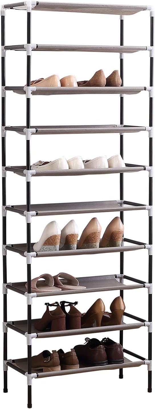 AcornFort® S-115 Black 10 Tiers Shoe Storage Rack Organiser Shelf Hold Stand for 30 works Shoes