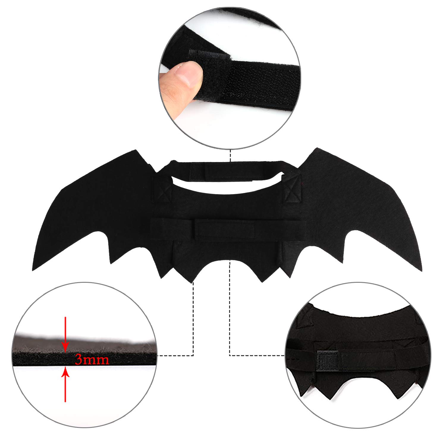 B bangcool Bat Wings for Dogs, Pet Halloween Bat Costume Adjustable Black Dragon Wings with 2 Pumpkin Bells