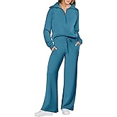 ANRABESS Women 2 Piece Outfits 2025 Fall Fashion Airport Wide Leg Pants Lounge Set Leisure Travel Vacation Clothes Sweatsuits