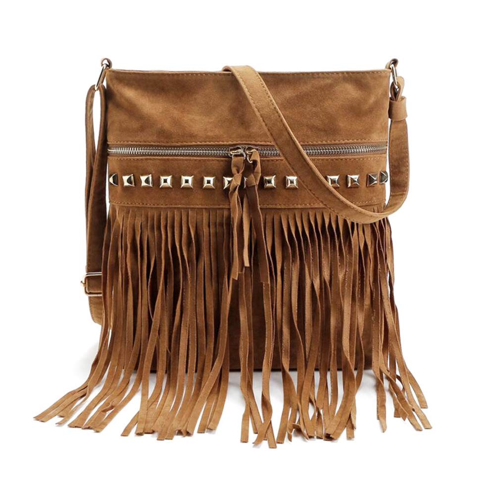 Diyafas Women Tassel Shoulder Bag Casual Handbag Messenger Cross Body Bags for Girls