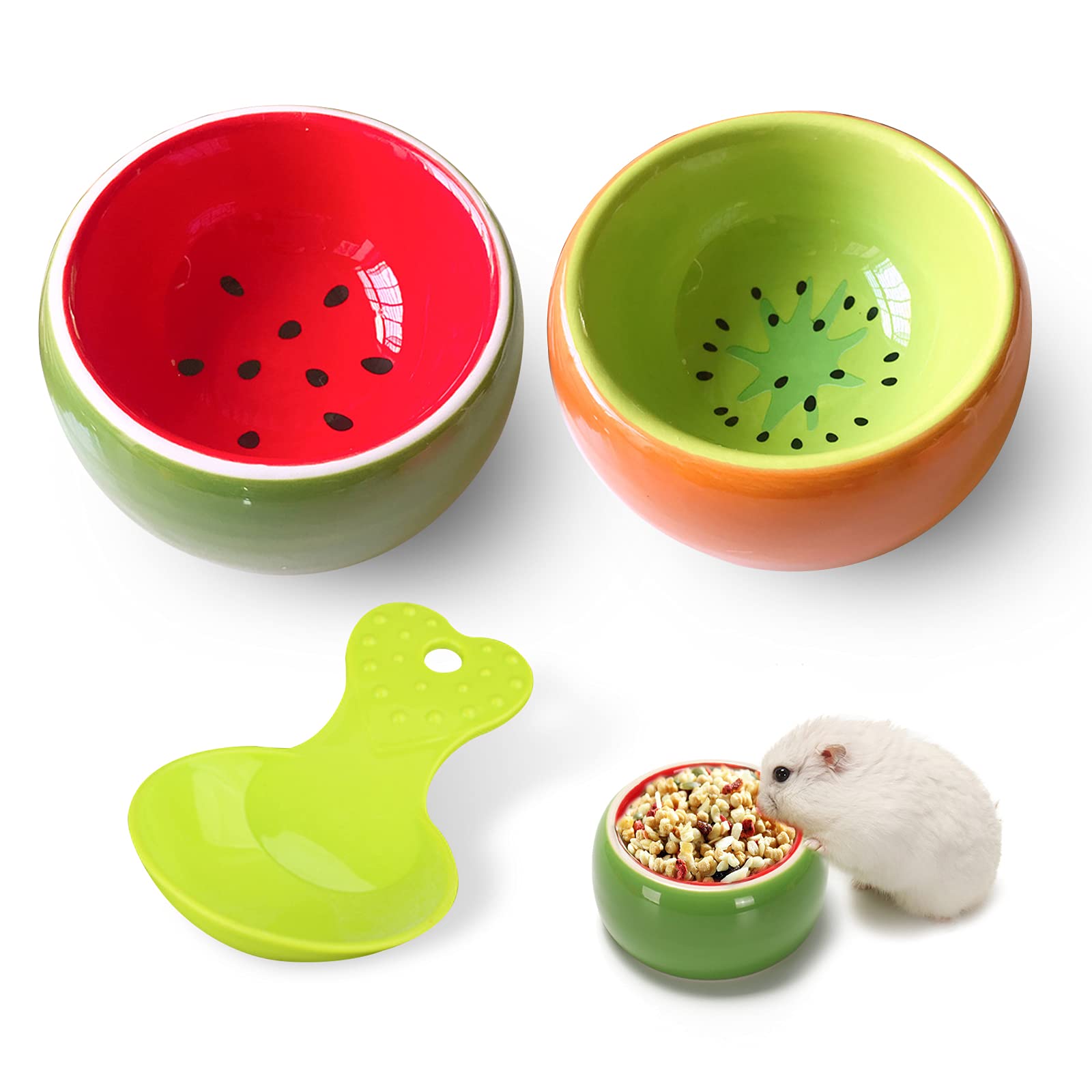 Photo 1 of Lot de 2 Bols en Ceramique pour Hamster, Cochon d'Inde, Petit Animal - Pour Hamster Syrien, Gerbille, Chichille, Herisson, Rat