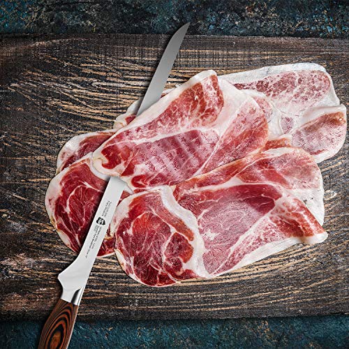 TUO Slicing Knife 12 inch Spanish Style Meat&Ham Slicer Flexible Kitchen Carver Professional