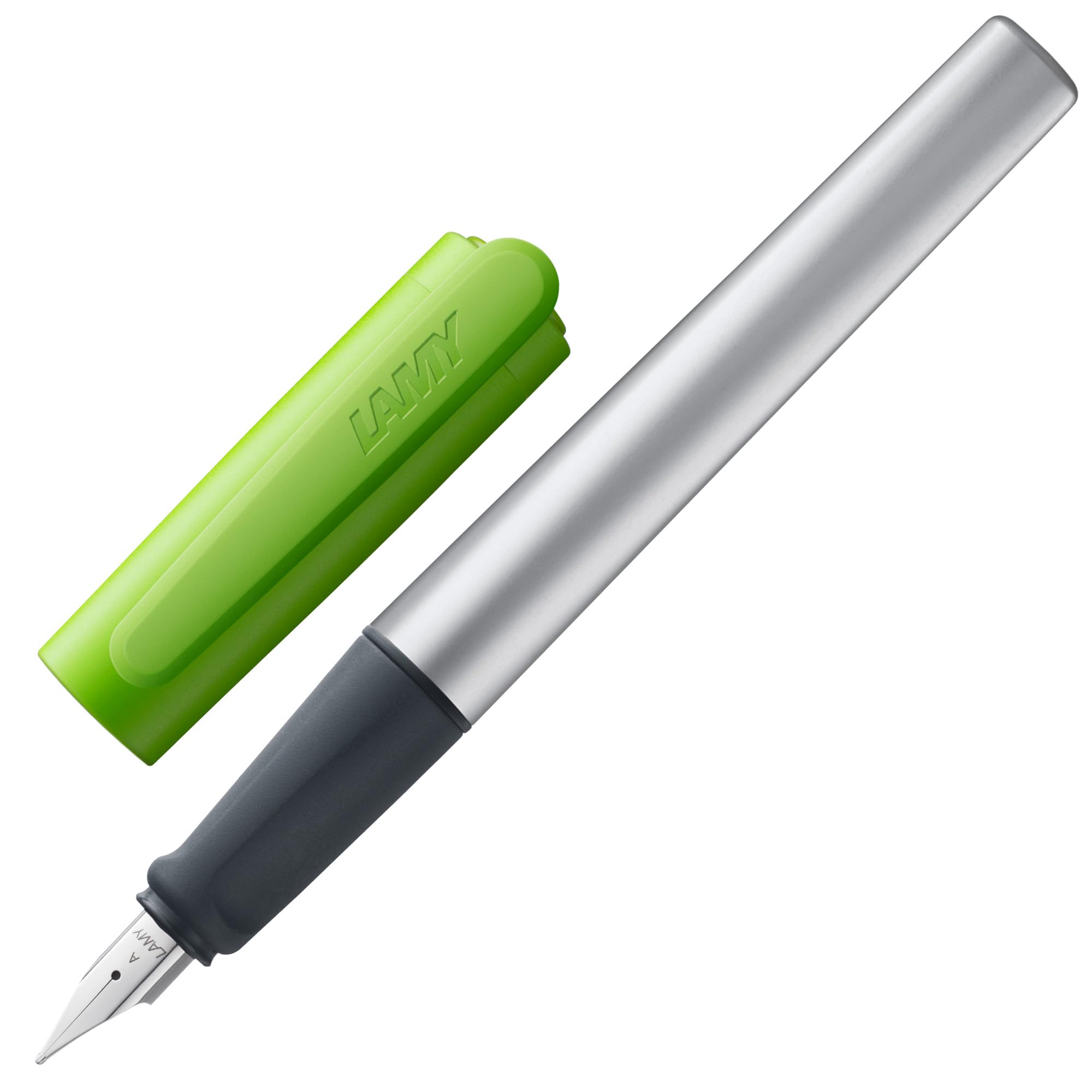 LAMY nexx lime – Fountain Pen with slip-proof grip & polished steel nib in size M - triangular aluminum body - including LAMY T 10 blue cartridge - Right-Handed