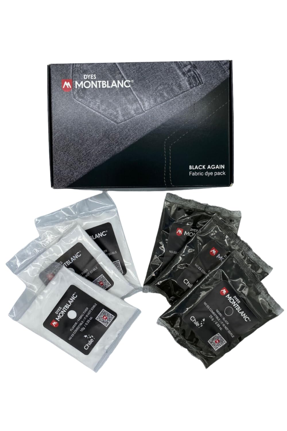 Anilinas Black Again Fabric Dye Pack - Renew & Dye Up Your Clothes - Includes 3 Blue Dye Sachets and 3 Fixative Sachets for Cotton & More