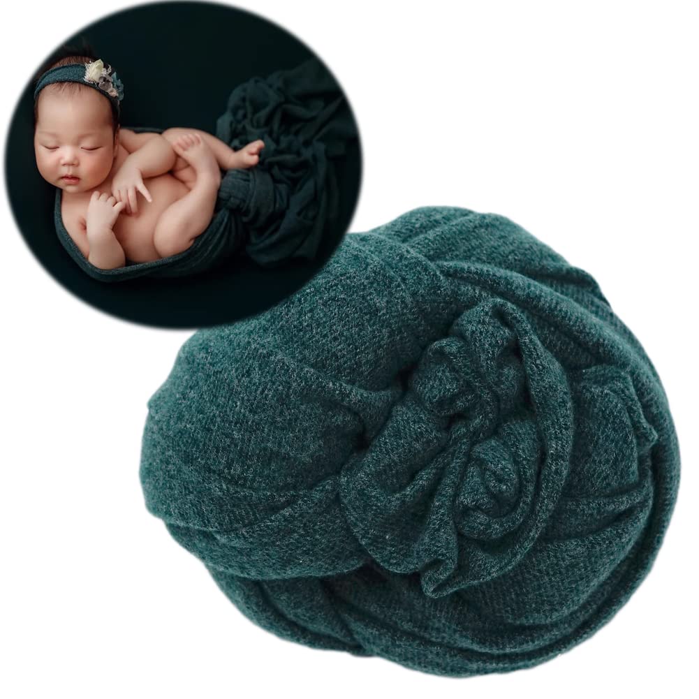 Photo 1 of Zeroest Newborn Baby Photo Outfits Props Stretch Blanket Infant Boy Girl Photography Velvet Wraps for Baby Photo Shoot Newborn Photography Wraps (Dark Green)