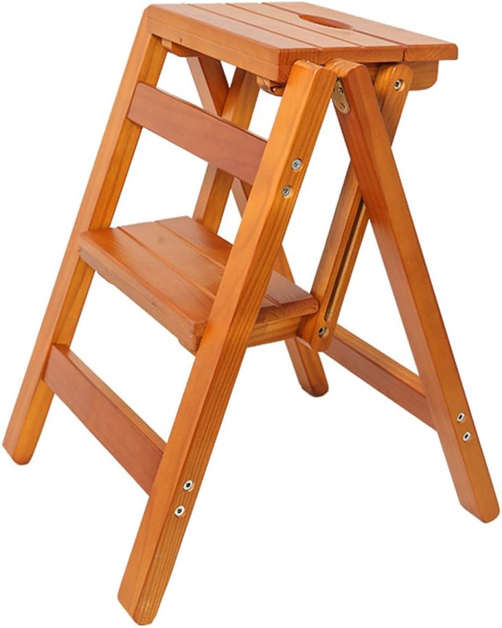 DY Foldable Step Stool Ladder Stool Solid Wood Multifunction Non-slip Thick Plate Fashion Simple, 2, 3 Step Ladder (Color : A, Size : 2 steps)