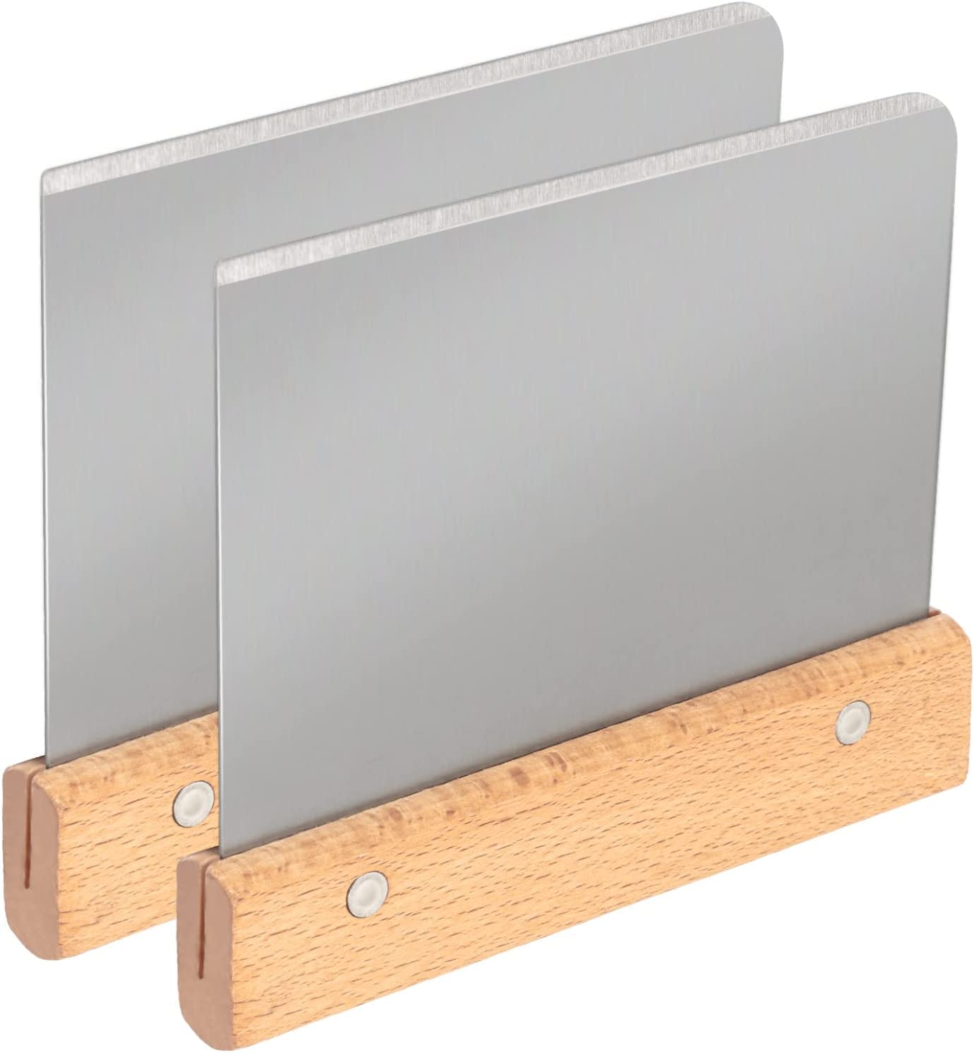 DONQL 2-in-1 Dough Scraper and Cutter, Stainless Steel with Wooden Handle, Pastry and Pizza Dough Baking Tool, Square