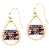 NAKAMOL Large Teardrop Brass with Dangle Fish Hook Earrings - Choice of Colors