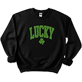 Lucky Shamrock Sweatshirt for Women, St. Patrick's Day, Lightweight Cotton Blend, Relaxed Classic Fit, Distressed Print