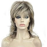 Aimole Shaggy Layered Wig Shoulder Length Women's Wig with Hair Bangs Premium Synthetic Hair Wigs for Women (R10-26)