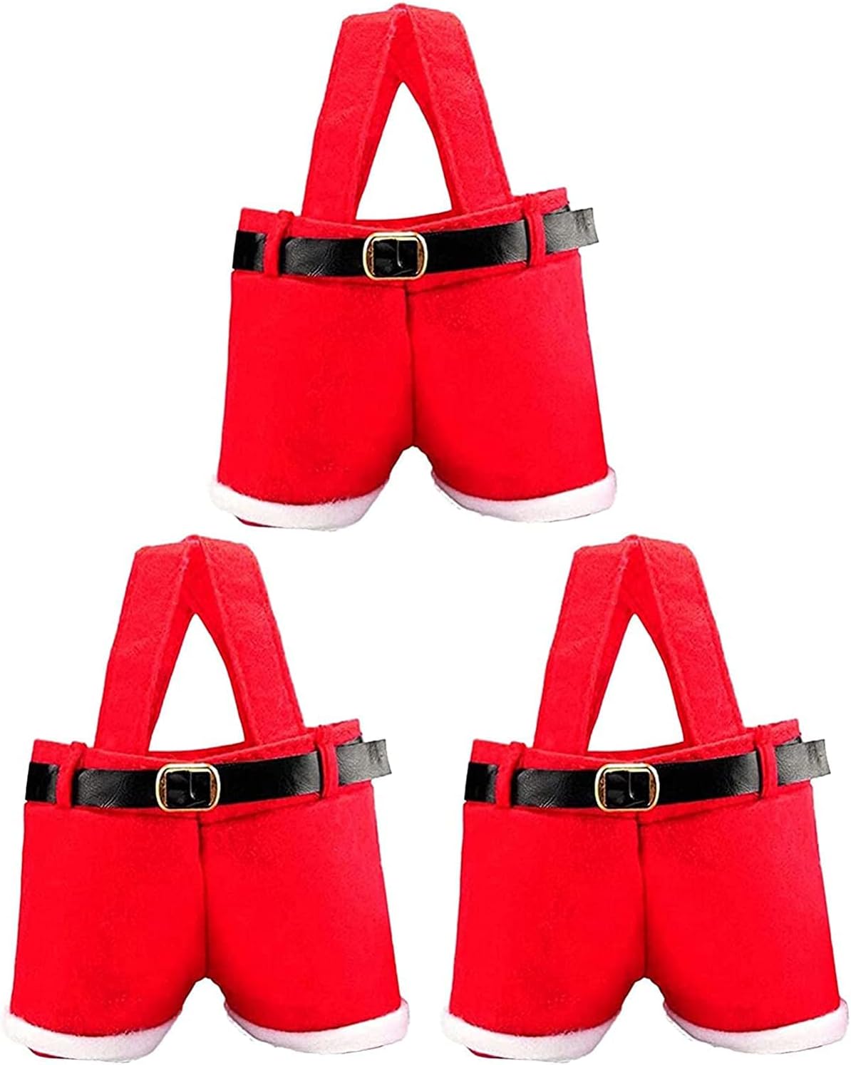 Stockings & Holders - Homecube Christmas Candy Bag Santa Pants Gift and Treat Bags with Handle Portable Candy Gift Baskets Gift Wrap for Wedding, Pack of 3(7